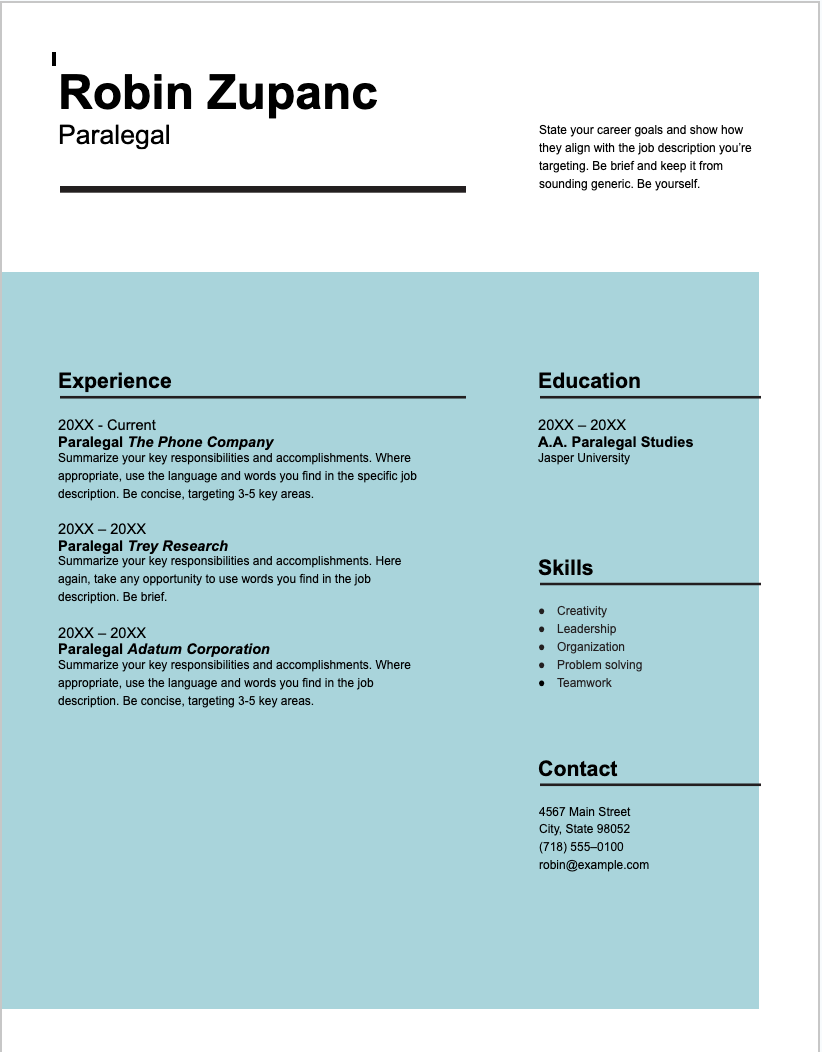 FREE RESUME TEMPLATE