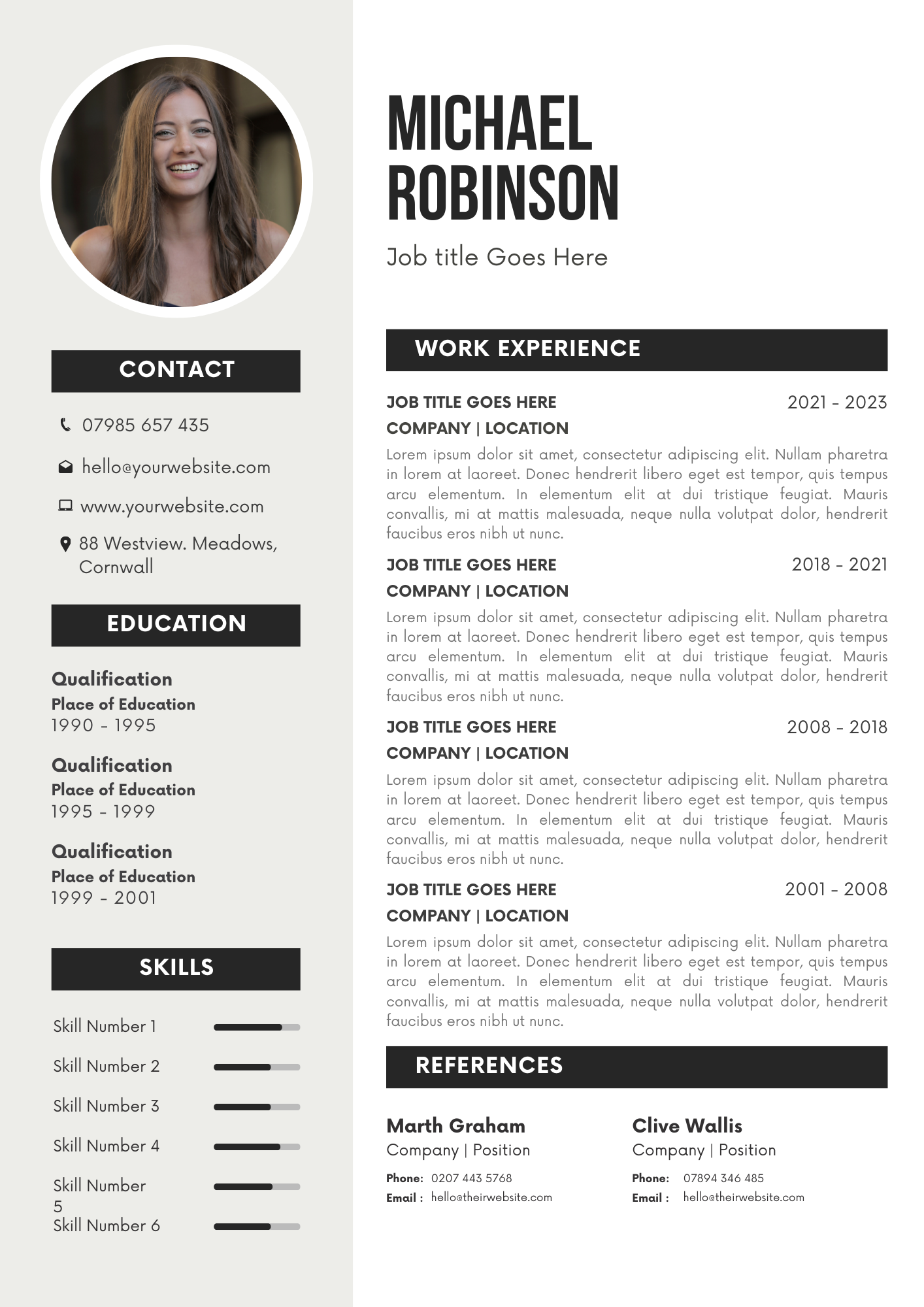 free template cv canva