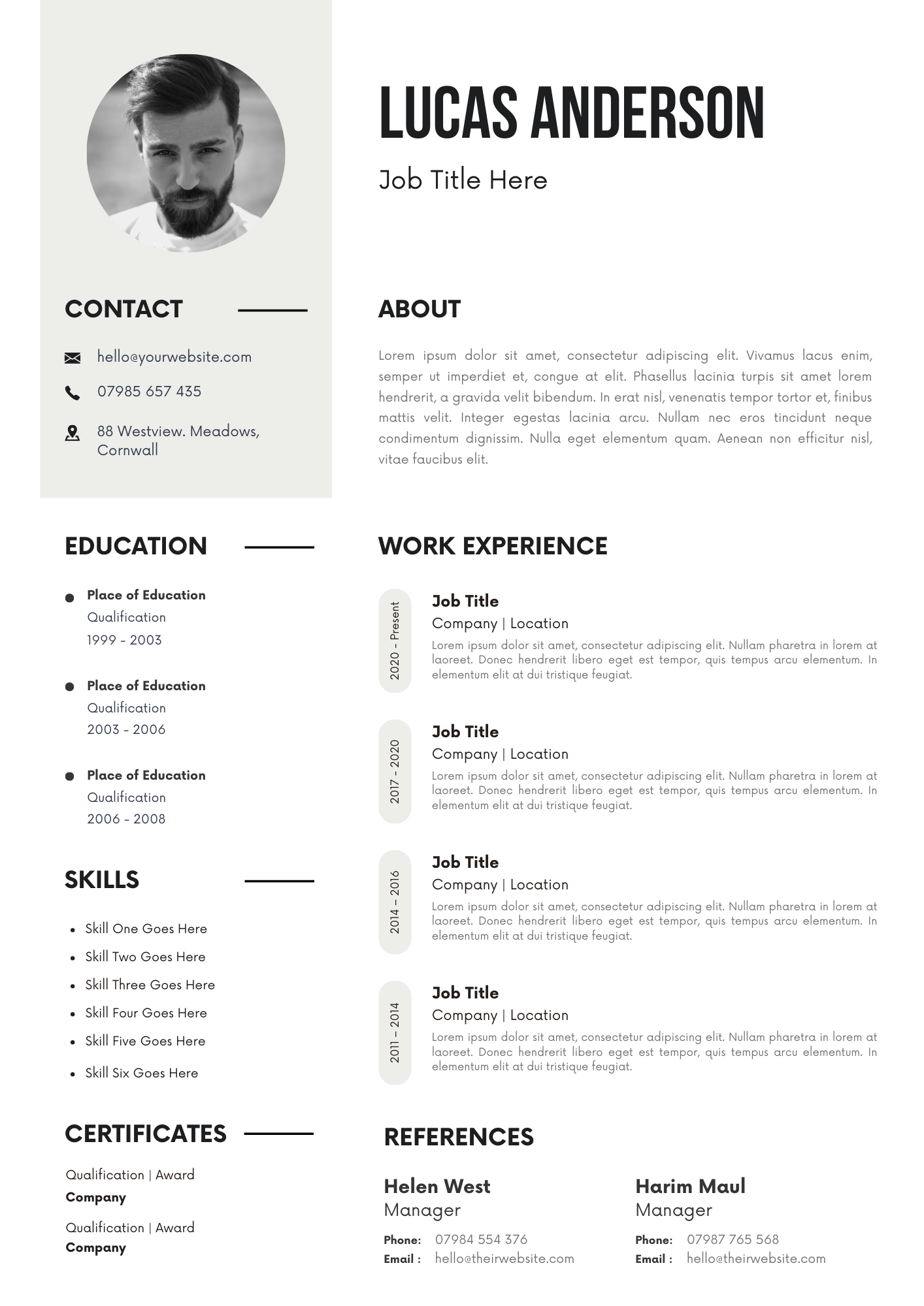 free template cv canva